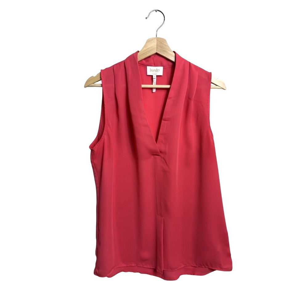 Laundry by Shelli Segal Red Sleeveless V-Neck Blouse